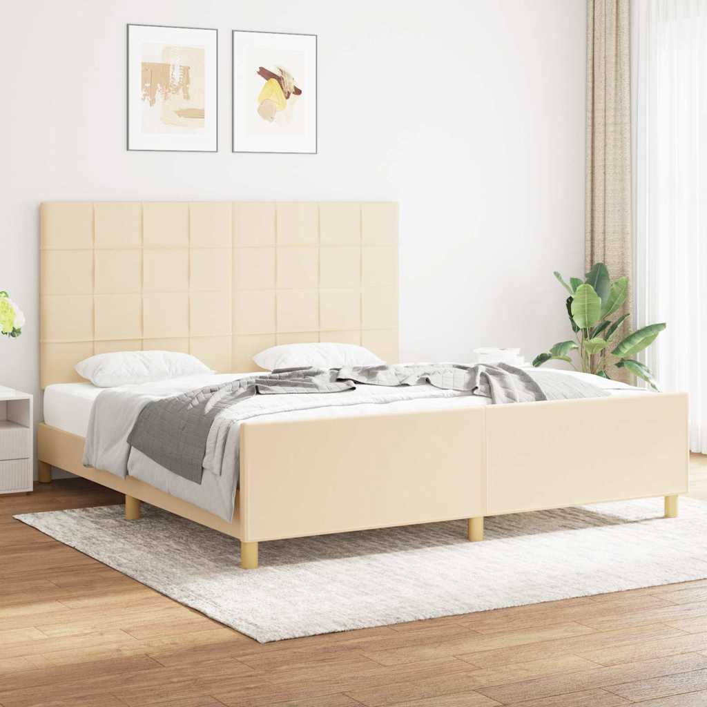 Giroletto senza Materasso Crema 180x200 cm in Tessuto