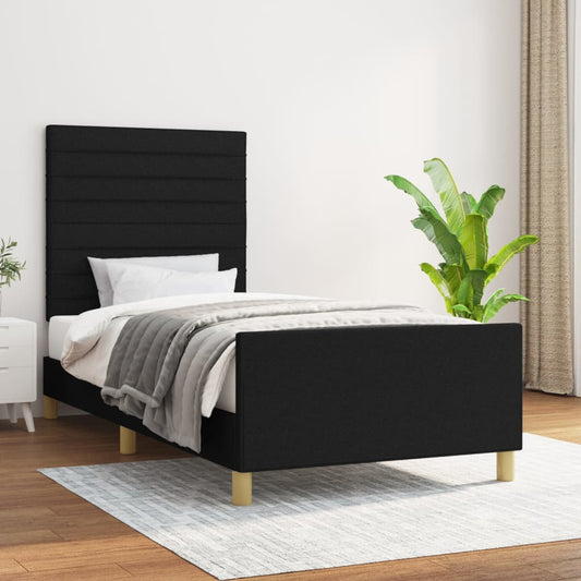 Bed frame with Black Headboard 80x200 cm in Fabric