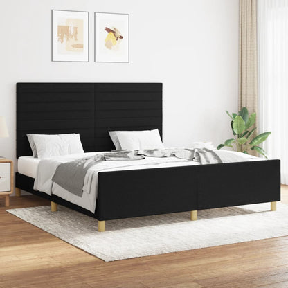 Black bed frame with headboard 160x200 cm in fabric