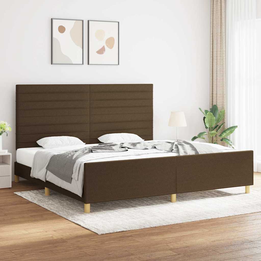 Giroletto senza Materasso Marrone Scuro 200x200 cm in Tessuto