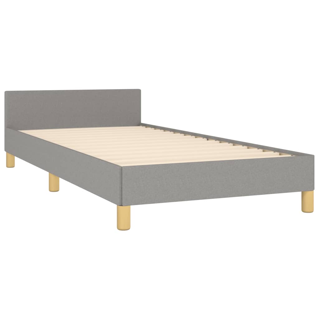 Bed frame with light gray headboard 80x200 cm in fabric