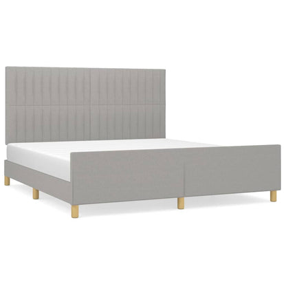 Bed frame with light gray headboard 160x200 cm in fabric