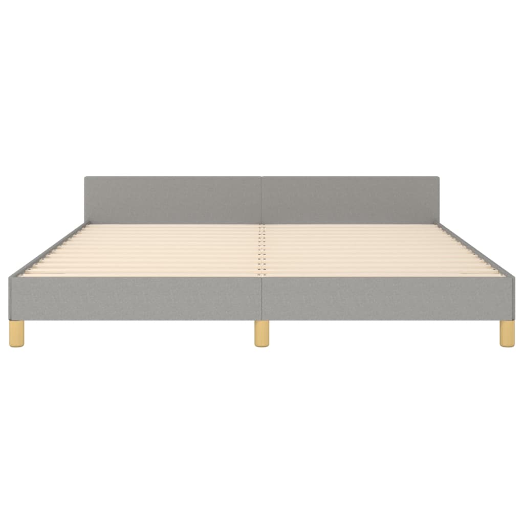 Bed frame with light gray headboard 160x200 cm in fabric