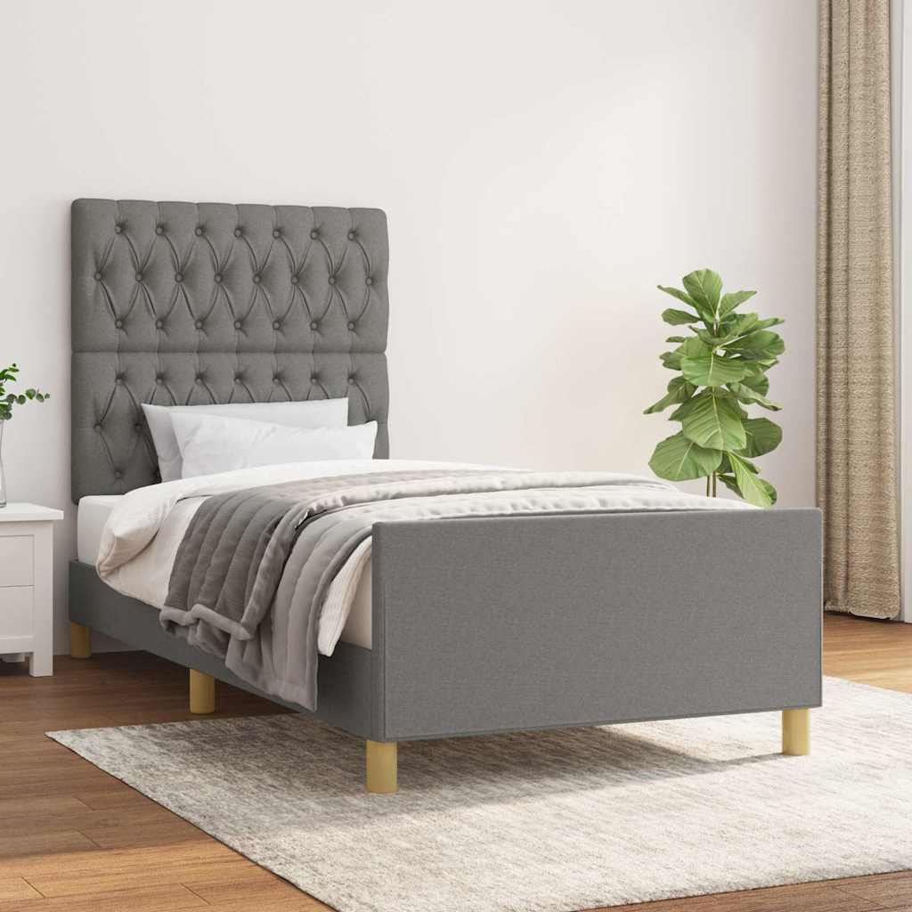 Giroletto senza Materasso Grigio Scuro 90x190 cm Tessuto
