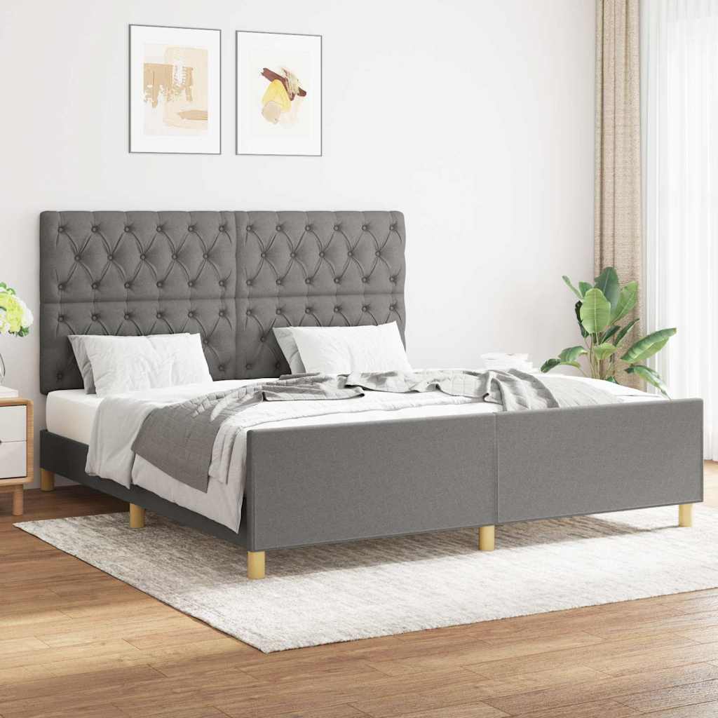Giroletto senza Materasso Grigio Scuro 160x200 cm Tessuto