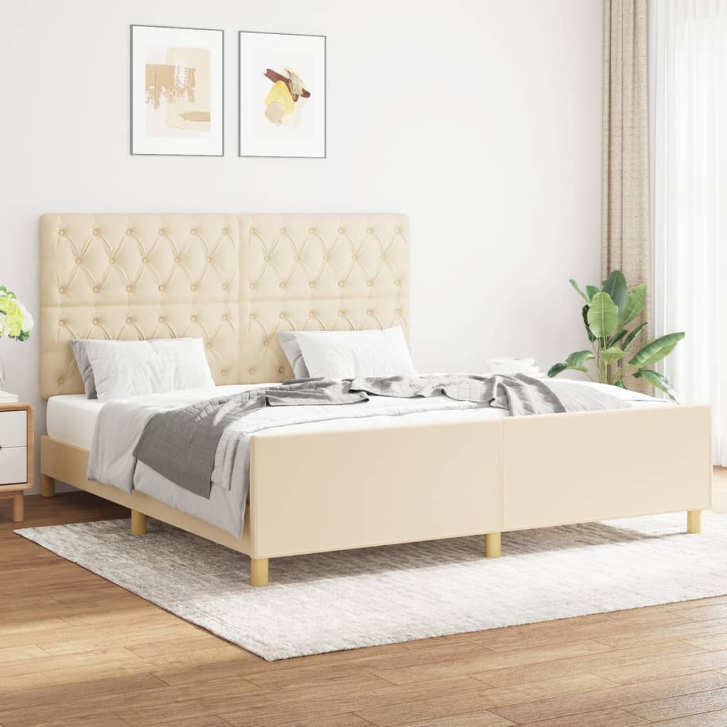 Giroletto senza Materasso Crema 160x200 cm in Tessuto | homemem39