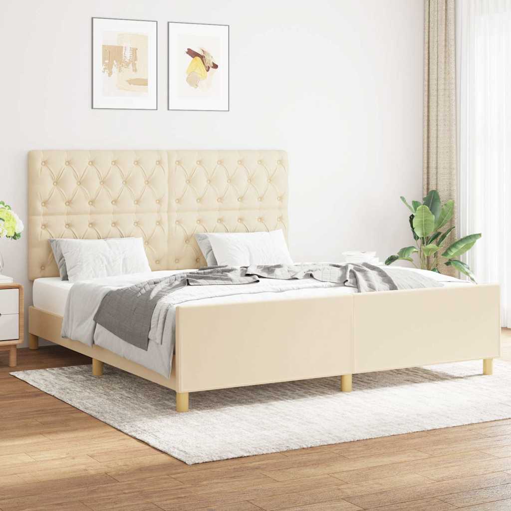 Giroletto senza Materasso Crema 160x200 cm in Tessuto