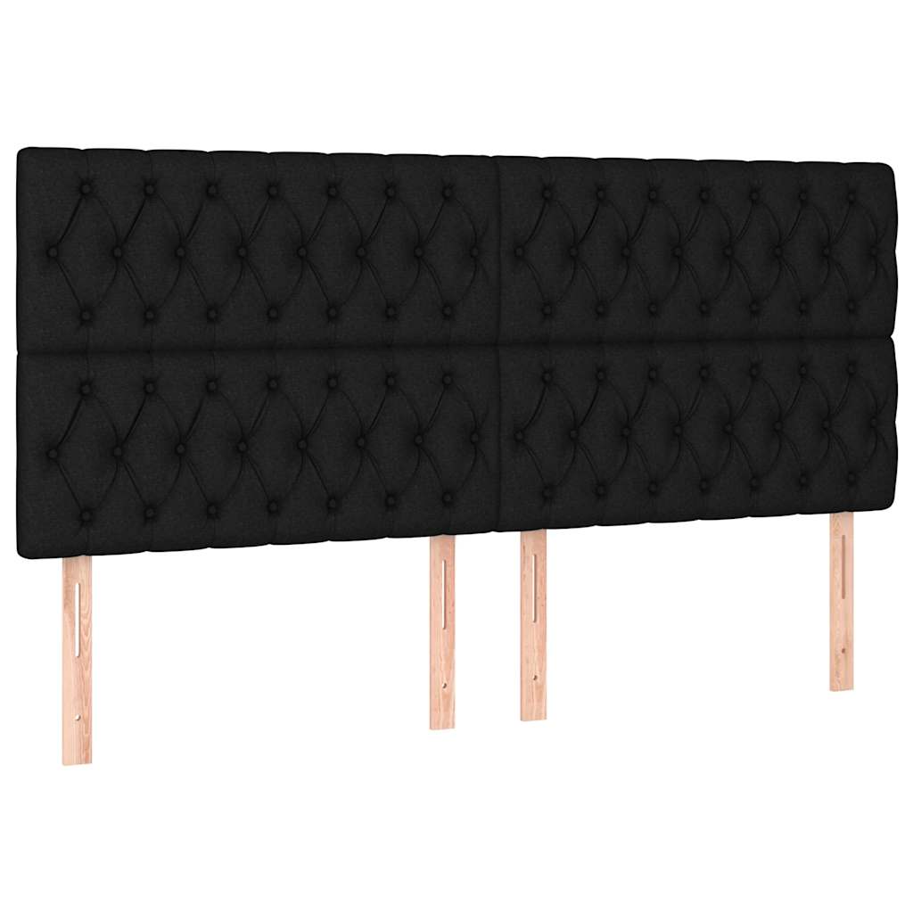 Giroletto con Testiera Nero 200x200 cm in Tessuto