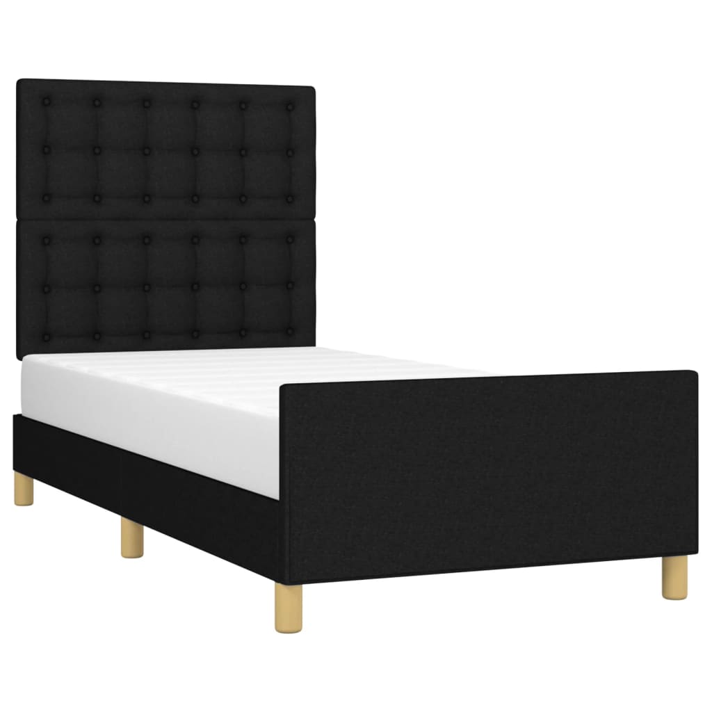 Bed frame with Black Headboard 80x200 cm in Fabric