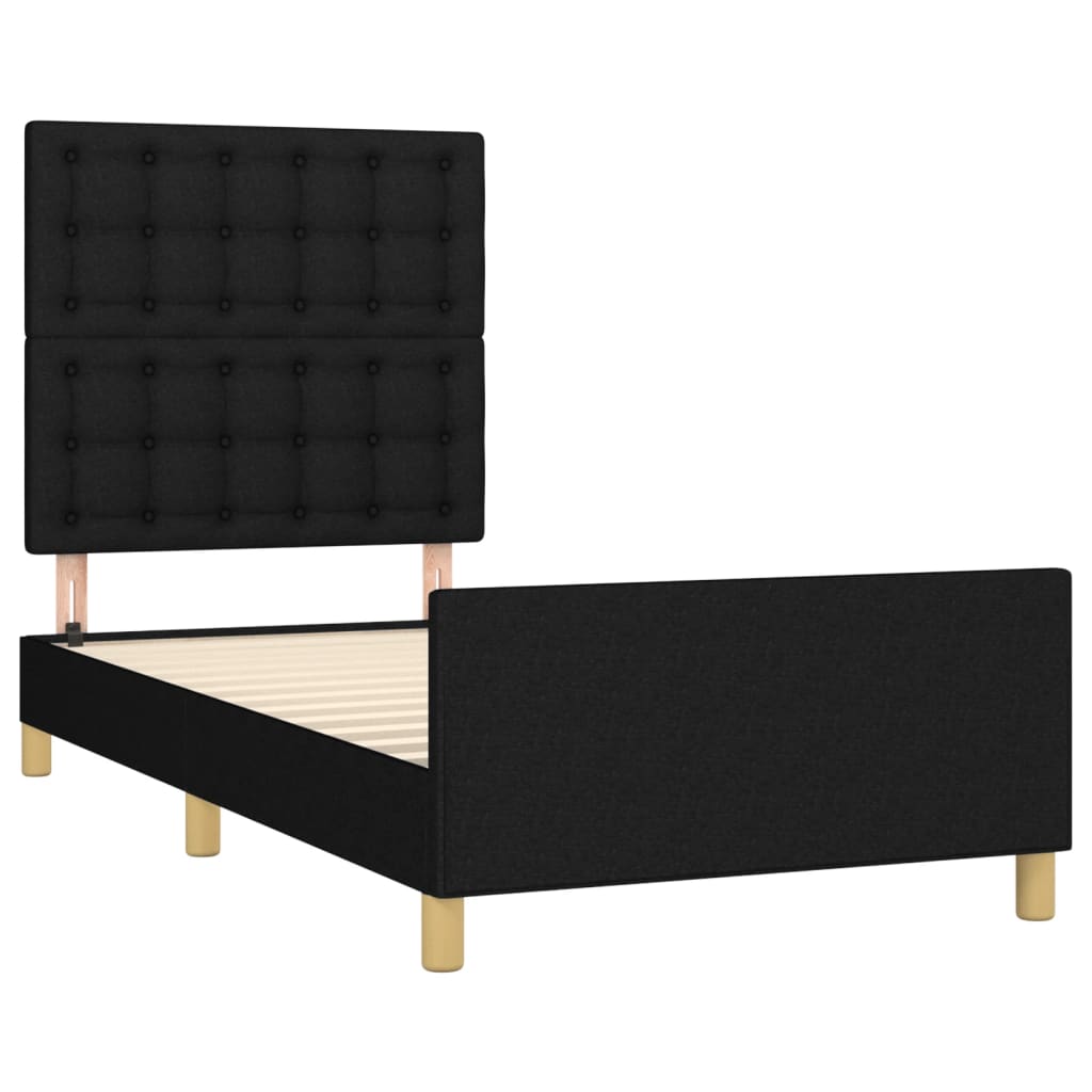 Bed frame with Black Headboard 80x200 cm in Fabric