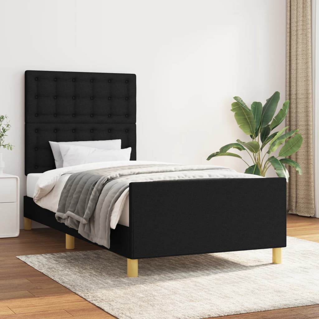 Bed frame with Black Headboard 80x200 cm in Fabric