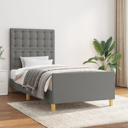 Giroletto con Testiera Grigio Scuro 90x190 cm in Tessuto | homemem39