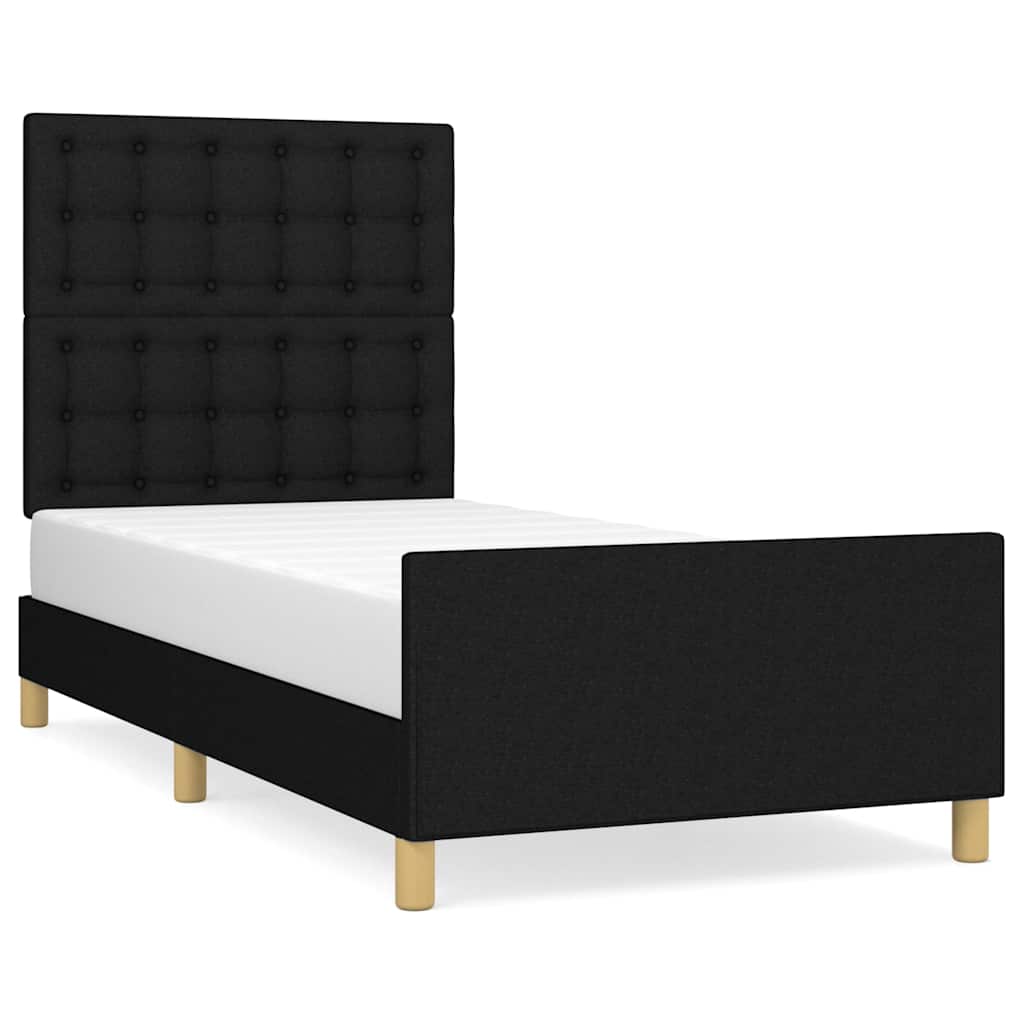 Giroletto senza Materasso Nero 100x200 cm in Tessuto
