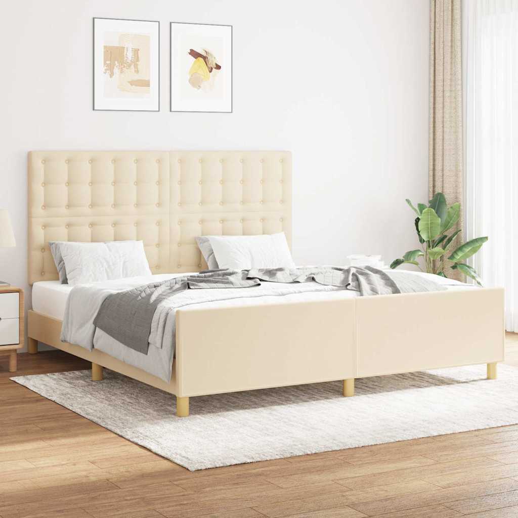 Giroletto senza Materasso Crema 160x200 cm in Tessuto