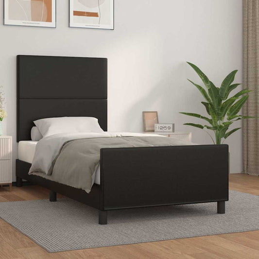 Giroletto con Testiera Nero 90x190 cm in Similpelle