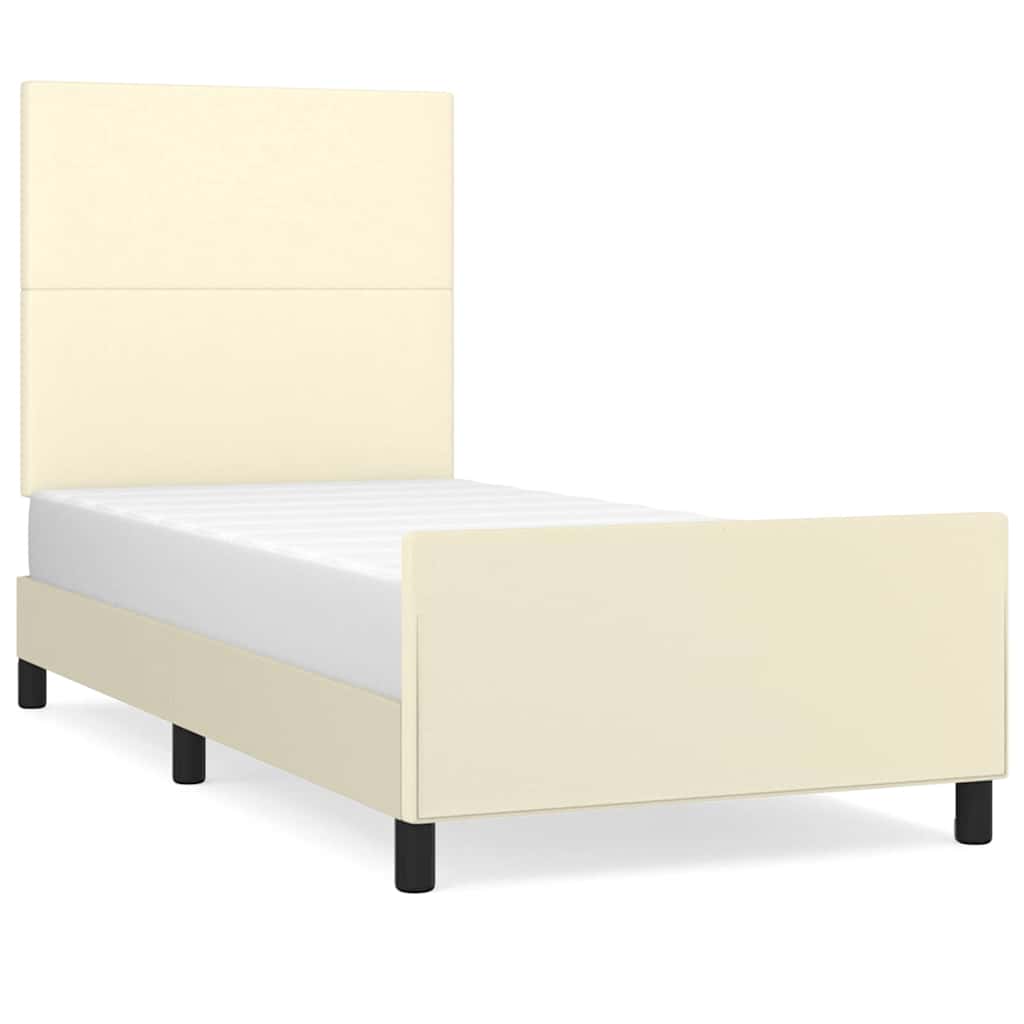 Giroletto con Testiera Crema 100x200 cm in Similpelle