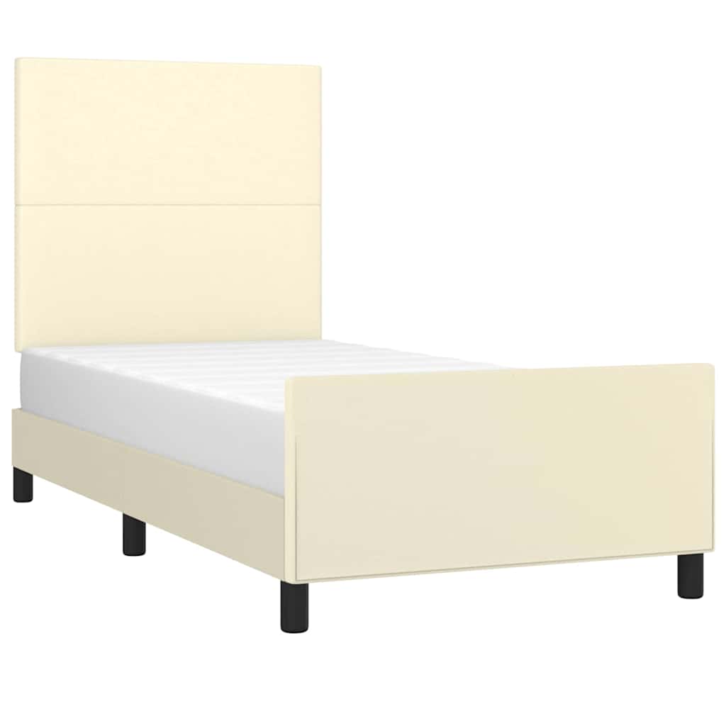 Giroletto con Testiera Crema 100x200 cm in Similpelle