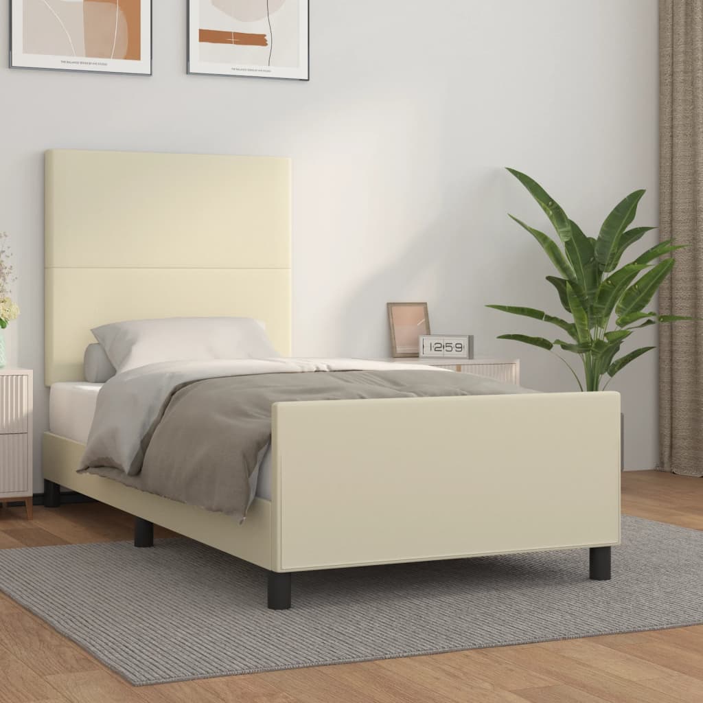 Giroletto con Testiera Crema 100x200 cm in Similpelle | homemem39