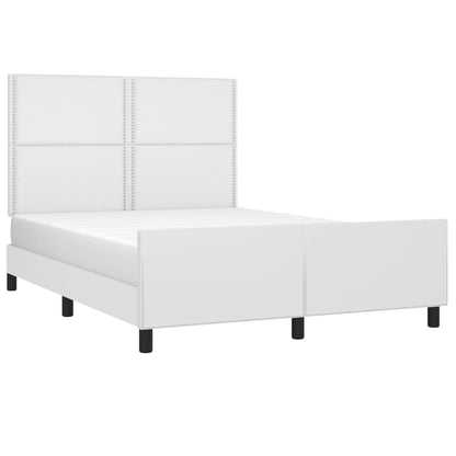 White bed frame with headboard 140x190 cm in imitation leather