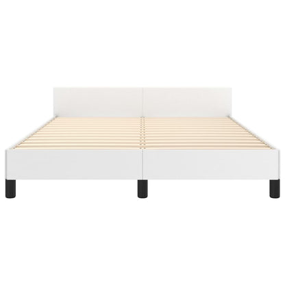 White bed frame with headboard 140x190 cm in imitation leather