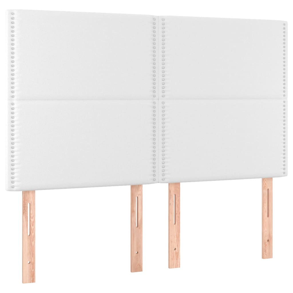 White bed frame with headboard 140x190 cm in imitation leather