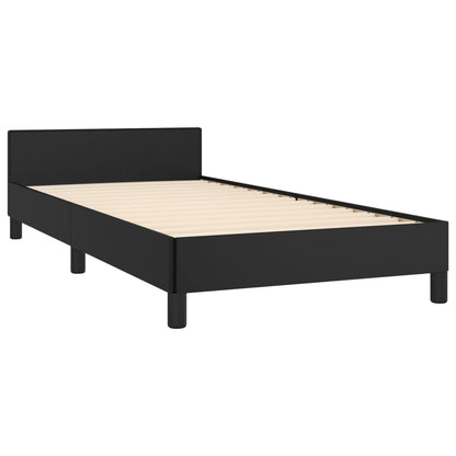 Black bed frame with headboard 80x200 cm in imitation leather