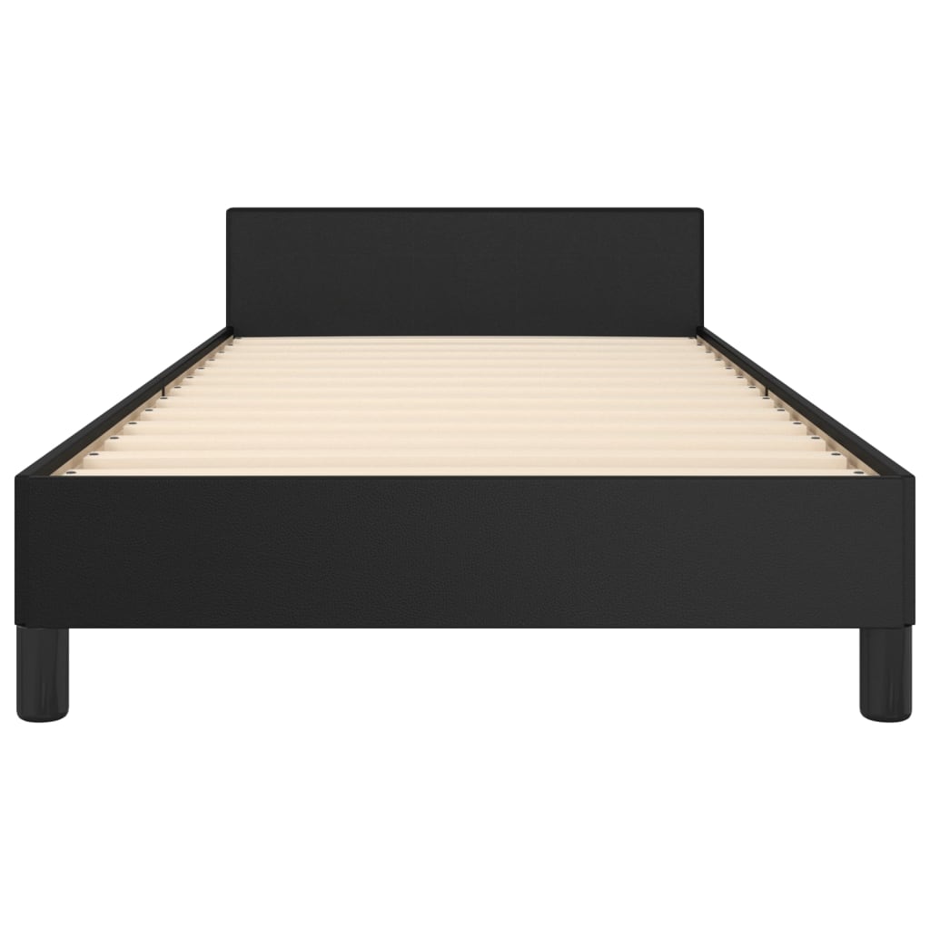 Black bed frame with headboard 80x200 cm in imitation leather