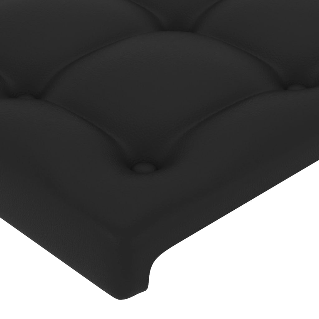 Black bed frame with headboard 80x200 cm in imitation leather