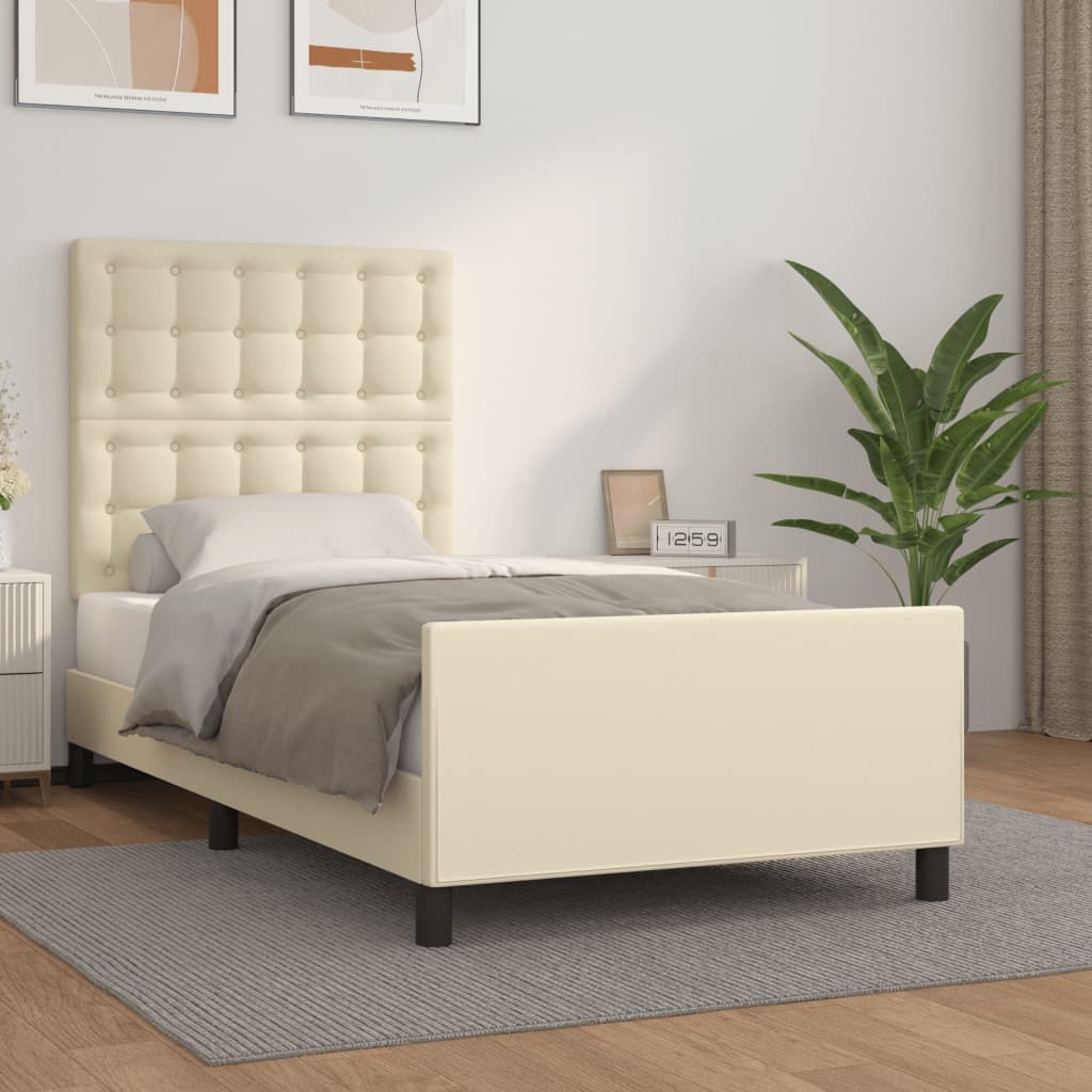 Giroletto con Testiera Crema 80x200 cm in Similpelle | homemem39