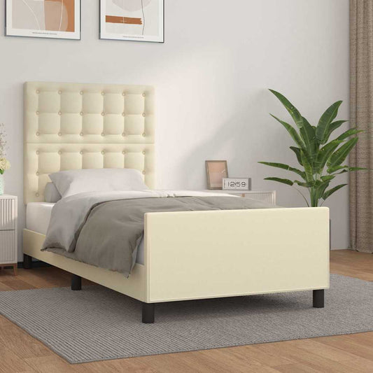 Giroletto con Testiera Crema 80x200 cm in Similpelle