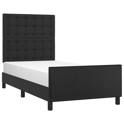 Giroletto con Testiera Nero 90x190 cm in Similpelle