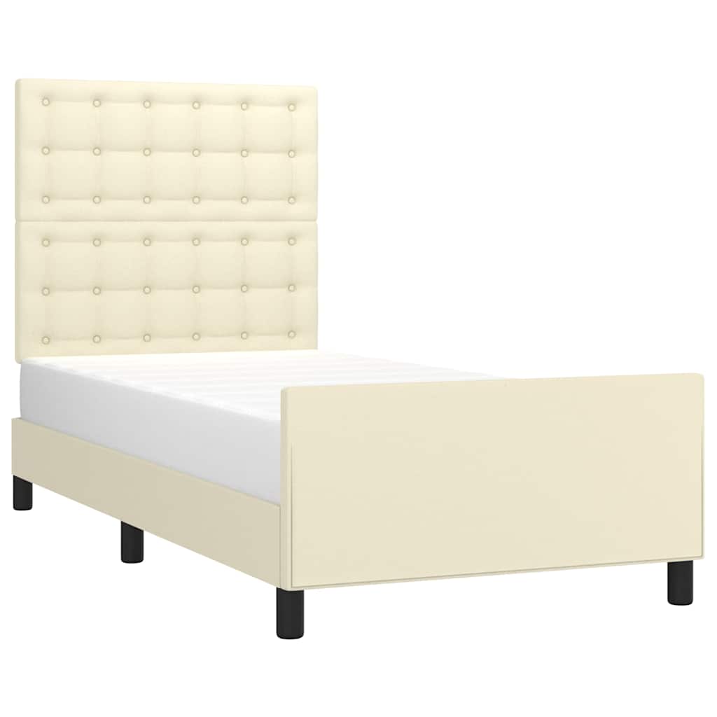 Giroletto con Testiera Crema 100x200 cm in Similpelle