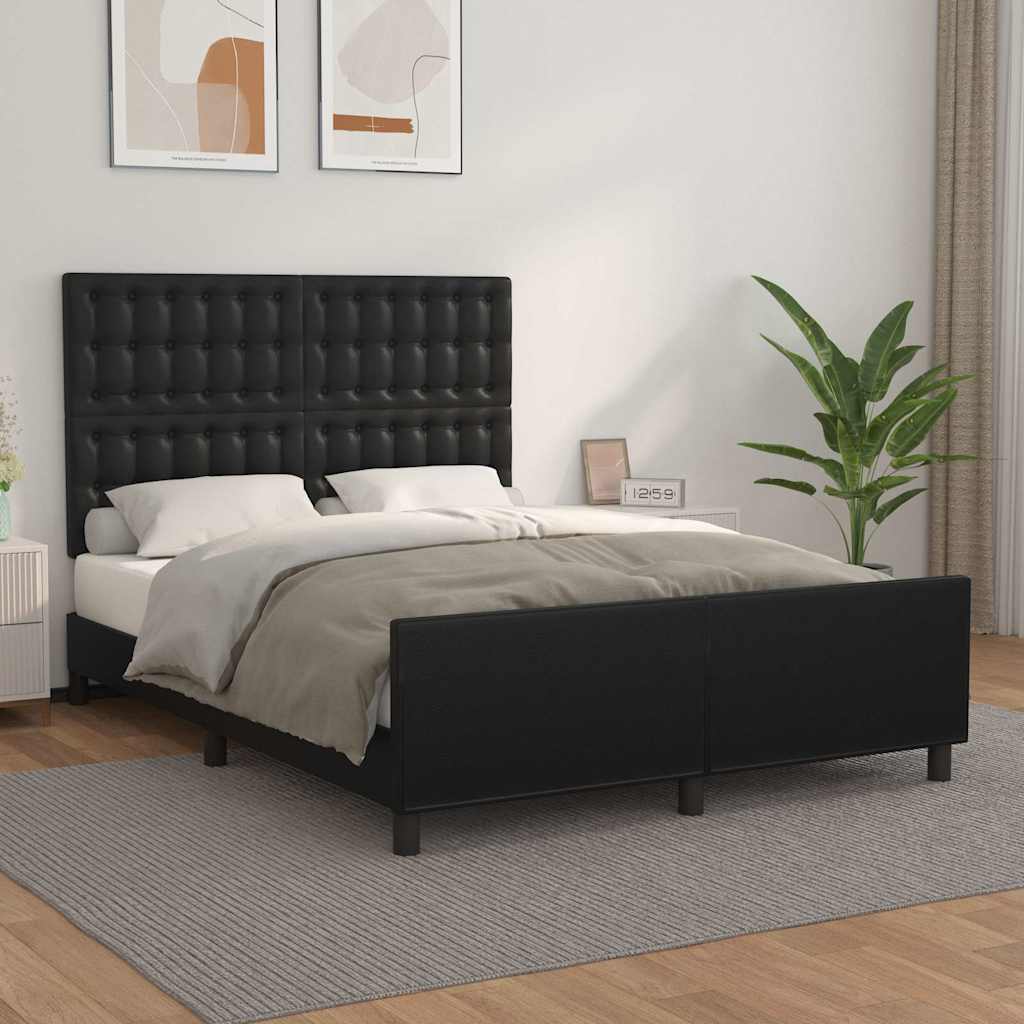 Giroletto con Testiera Nero 140x190 cm in Similpelle
