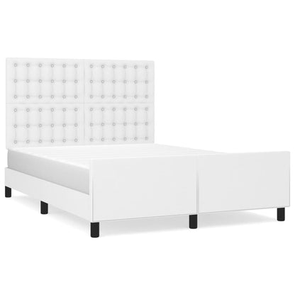 White bed frame with headboard 140x190 cm in imitation leather