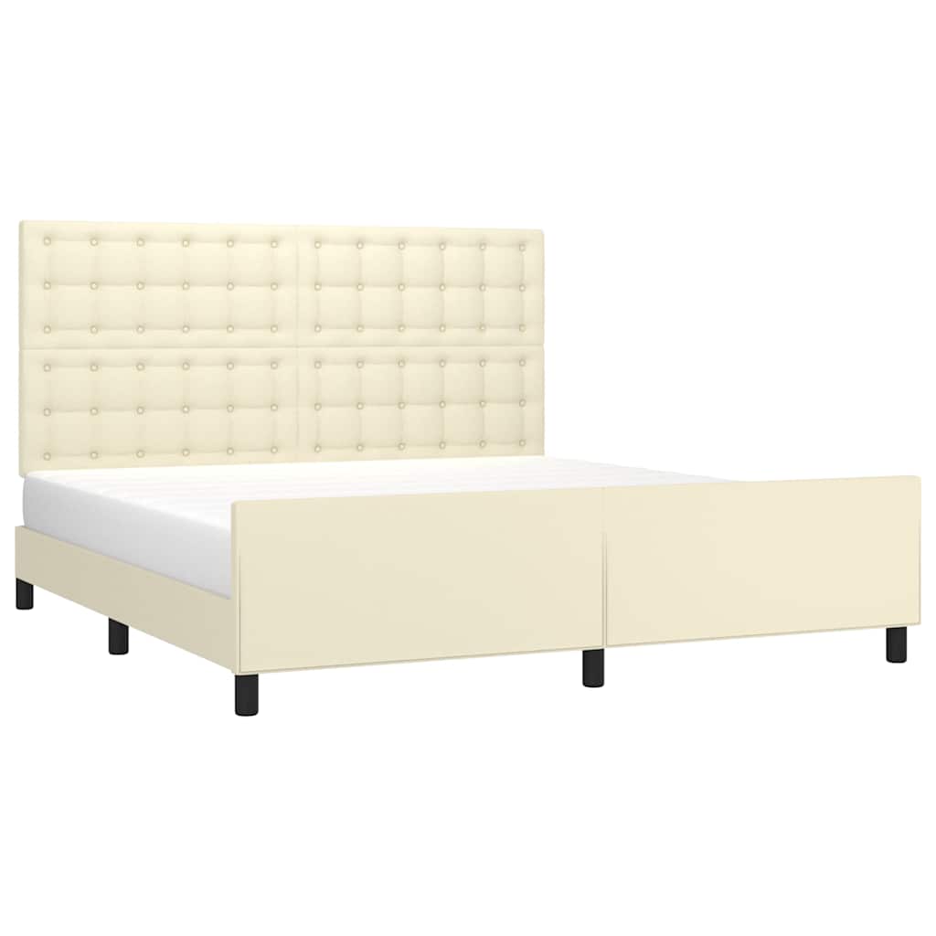 Giroletto con Testiera Crema 160x200 cm in Similpelle