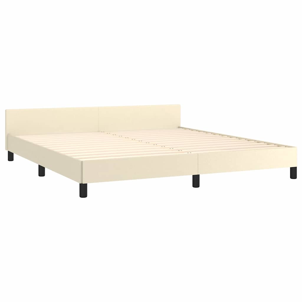 Giroletto con Testiera Crema 160x200 cm in Similpelle