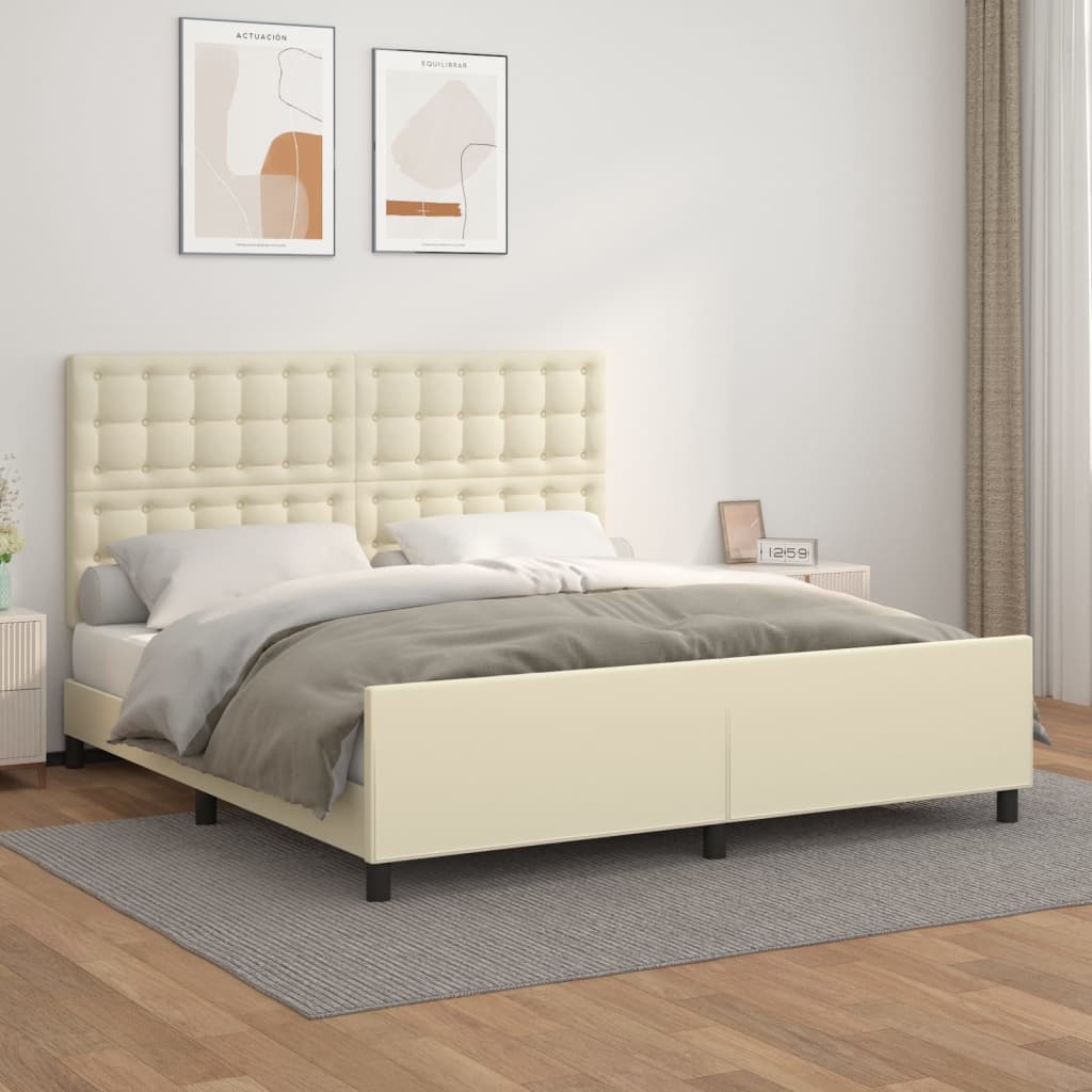 Giroletto con Testiera Crema 160x200 cm in Similpelle | homemem39
