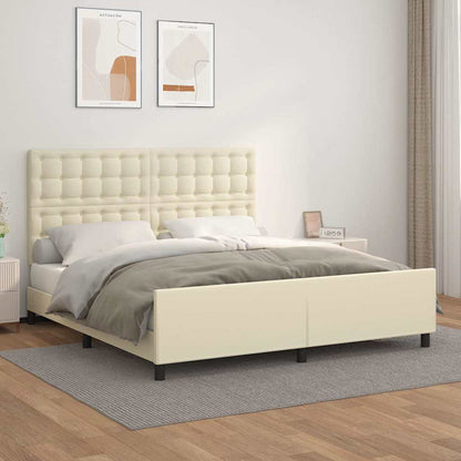 Giroletto con Testiera Crema 160x200 cm in Similpelle