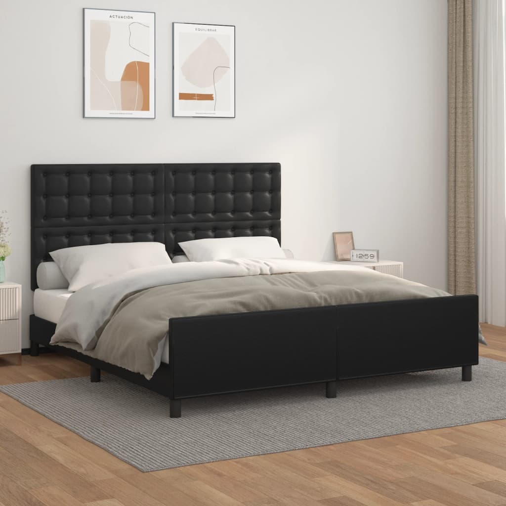 Giroletto con Testiera Nero 180x200 cm in Similpelle | homemem39