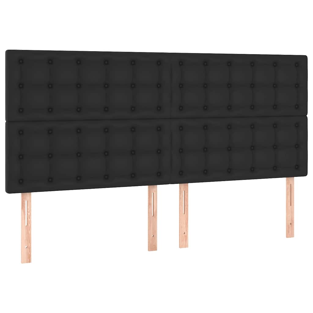Giroletto con Testiera Nero 200x200 cm in Similpelle