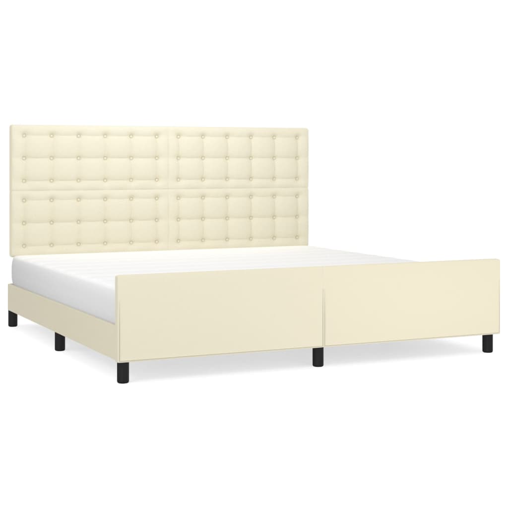 Giroletto con Testiera Crema 200x200 cm in Similpelle | homemem39