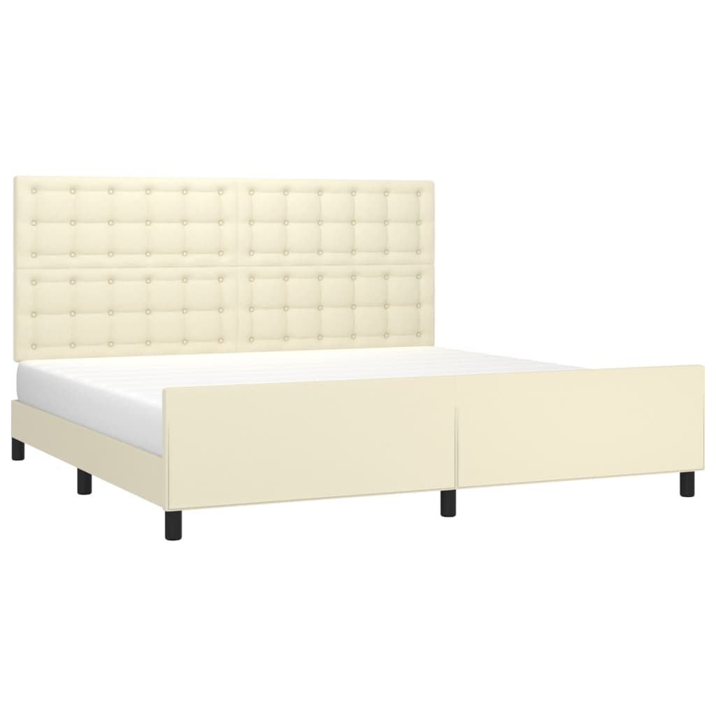 Giroletto con Testiera Crema 200x200 cm in Similpelle | homemem39
