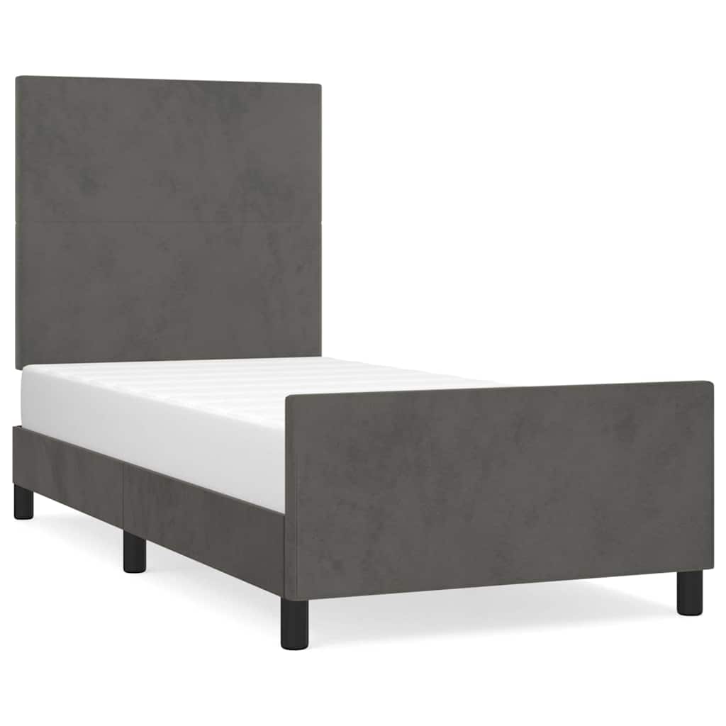 Giroletto senza Materasso Grigio Scuro 80x200 cm Velluto