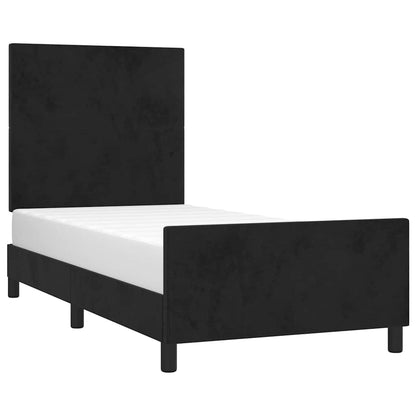 Giroletto con Testiera Nero 90x190 cm in Velluto