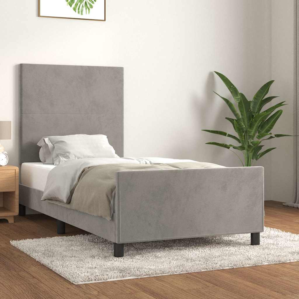 Giroletto senza Materasso Grigio Chiaro 90x200 cm Velluto