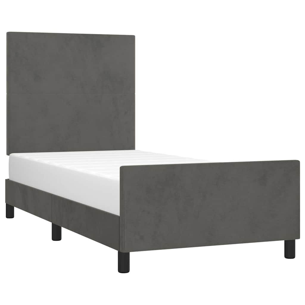 Giroletto senza Materasso Grigio Scuro 90x200 cm Velluto