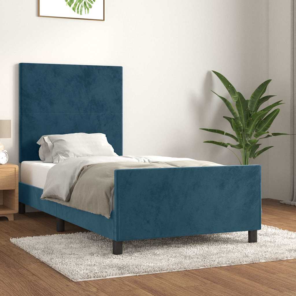 Giroletto senza Materasso Blu Scuro 90x200 cm in Velluto