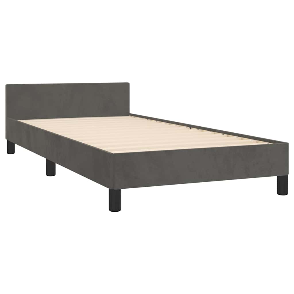 Giroletto senza Materasso Grigio Scuro 100x200 cm Velluto