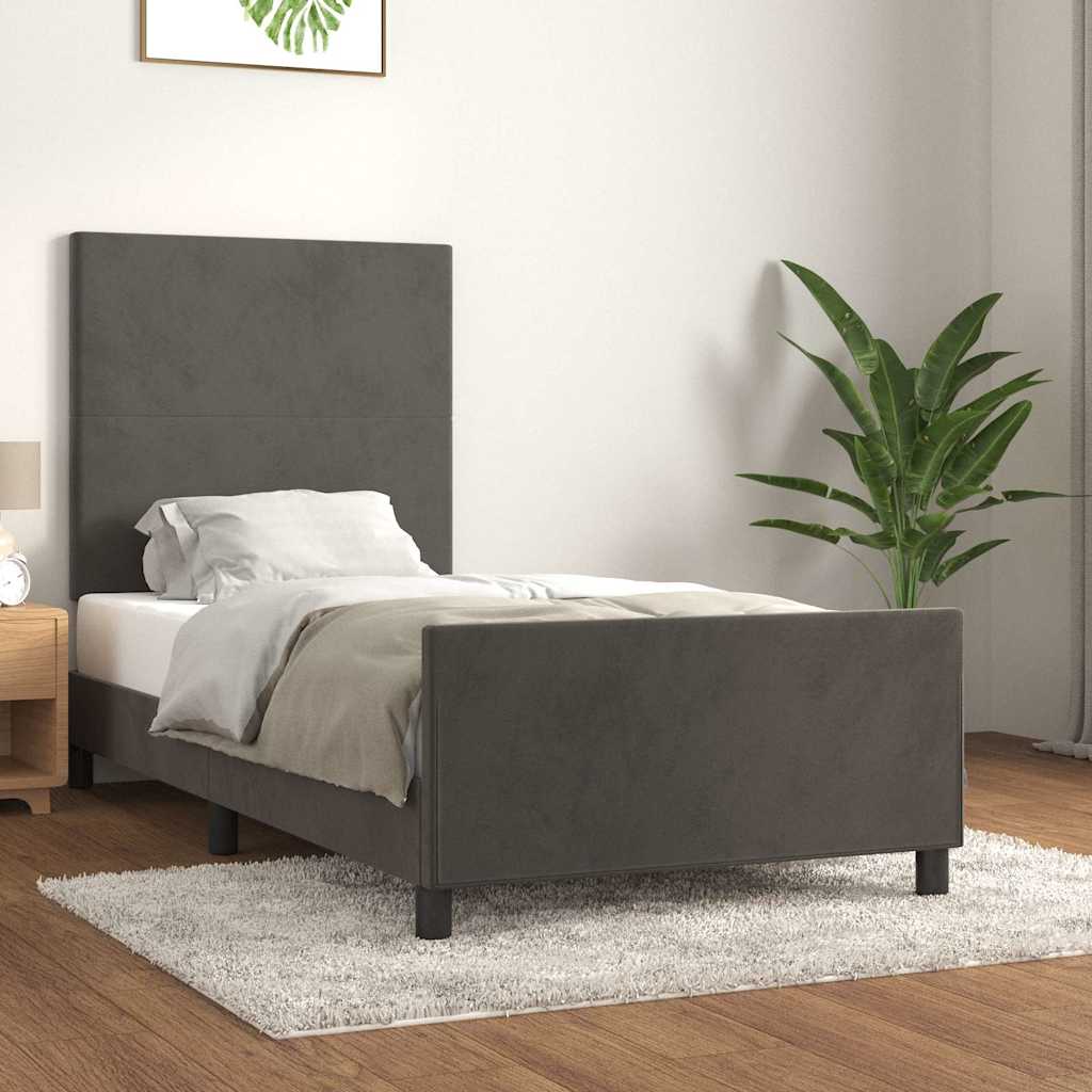 Giroletto senza Materasso Grigio Scuro 100x200 cm Velluto