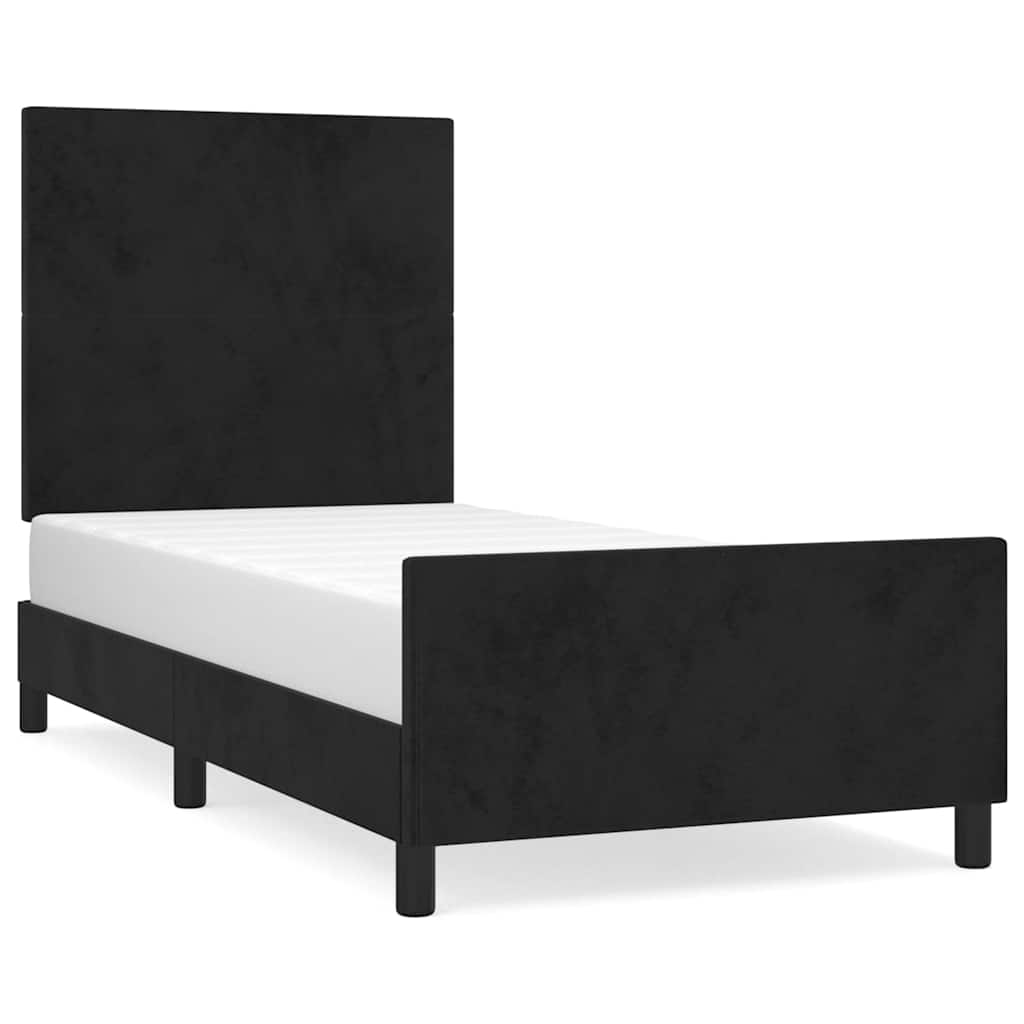 Giroletto senza Materasso Nero 100x200 cm in Velluto